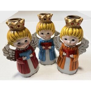 HOMCO - Vintage Christmas Angel Choir Candle Holders - Set of 3